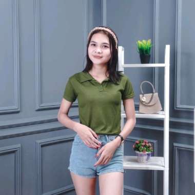 Kaos Polo Wanita Crop Top Polo Wanita Polos Crop Top Wanita Korea Army