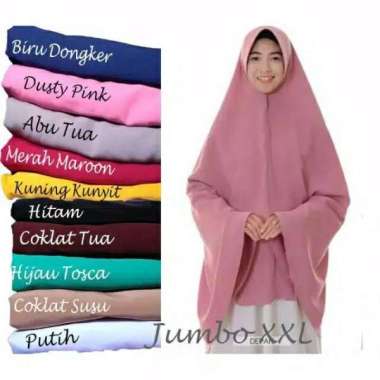PROMO - Khimar Wolfis Jilbab Bergo Pet Super Jumbo Bonus Cadar Coklat Tua