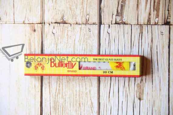 Penggaris Butterfly 20 cm Plastik [12 pcs]