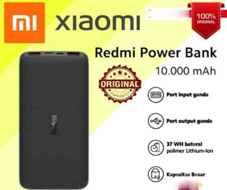 XIOAMI POWER BANK 10000 MAH , REDMI POWER BANK HITAM 10000 MAH RESMI