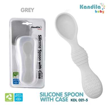 Kandila Baby Silicone Spoon with Case - Grey