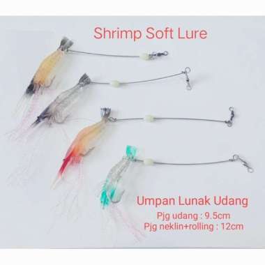 umpan pancing lunak set soft lure udang besar nekllin + rolling + kail