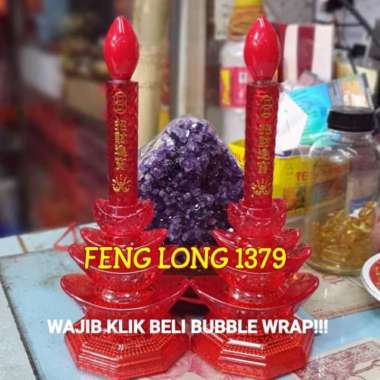 Lampu Altar Puja Sembahyang Yuan Bao Kaki LED Merah | Lampu Sembahyang