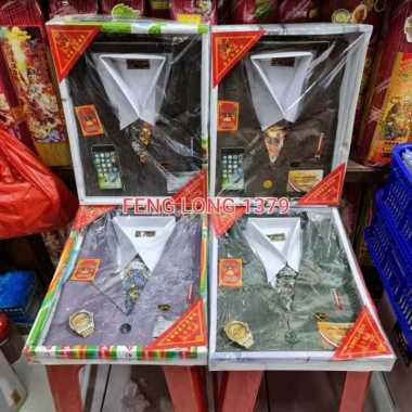 Set Kemeja Jas Celana Kertas Pria untuk Sembahyang Leluhur Qing Ming Jas Kotak