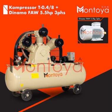 Kompresor angin MONTOYA 5,5 hp T-0.4/8 + Dinamo 5,5 hp 3 phase