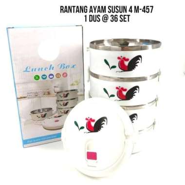 Rantang Makan 4 Susun Motif Ayam Jago Stainless Steel