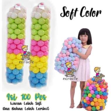 Mandi Bola Warna Premium Pastel Isi 100 pcs SNI Warna Warni soft Bola Pastel 100