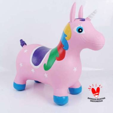 MAINAN ANAK KUDA PONI KARET ANIMAL JUMPING MUSIK DAN LAMPU Multi Warna