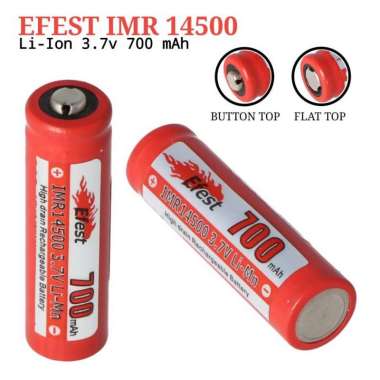 EFEST IMR 14500 V1 V2 BATTERY BATERAI 3.7 VOLT Li-Mn 700mAh HIGH DRAIN - FLAT TOP FLAT TOP - V1