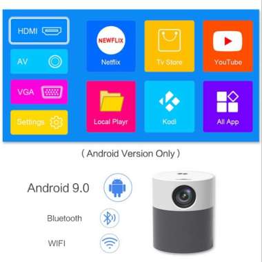 TJbox M1 Android Wifi Proyektor Mini Full HD 1080P Projector LED 5000 Lumens Putih