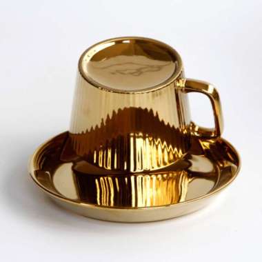oem golden teacup saucer sets ceramic espresso latte coffee cup for home 250 ml