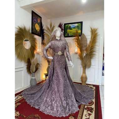 Baju pakaian gaun pengantin busana pernikahan wanita gown dress wedding dress slim span muslim perem
