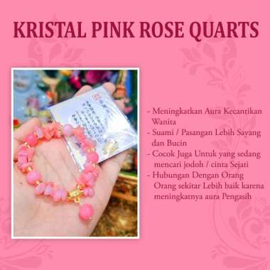 GELANG GIOK DAN GELANG KRISTAL PINK ROSE QUARTS Gelang Kristal
