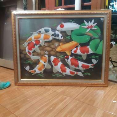 lukisan ikan koi plus bingkai ukrn 60 x 80 Multicolor