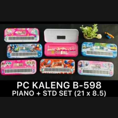 KOTAK PENSIL KALENG 2 SUSUN PLUS ISI MODEL PIANO UNICORN