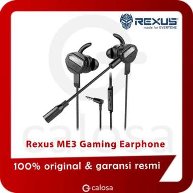 Rexus Earphone Gaming ME3 ME3 with Dual Microphone Free Splitter Black