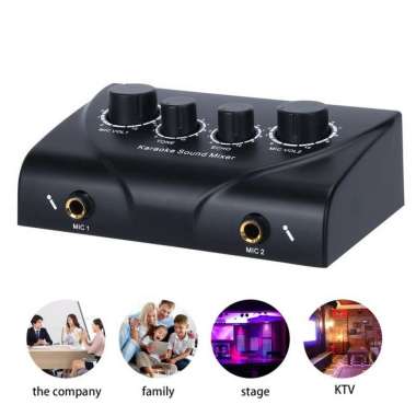 Mixer Audio Karaoke Mixer Echo Tone Audio TD020 3W 2 Input Mic - Black