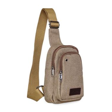 TOKO1973 BREWYN IVAN Mens Mini Sling Bag / Tas Selempang Kanvas Pria Tas Pria Brown Sugar