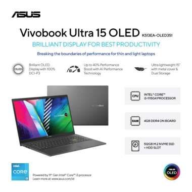 ASUS VivoBook Ultra 15 K513EA Intel Core i3-1115G4 / Intel® UHD Graphics / 4GB / 512GB / 15.6inch/ O