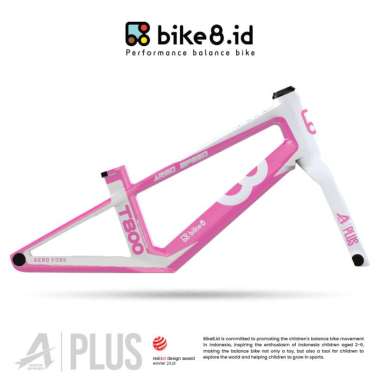 BIKE8 AERO A-PLUS CARBON FRAME Balance Bike / Pushbike - Sepeda Anak - WHITE PINK