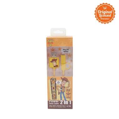 Character Land - Toy Story 4 Woody Cable 2 In 1 Micro USB and Lightning -
