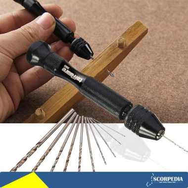 Bor Tangan Mini Manual Dengan 10 Mata Bor