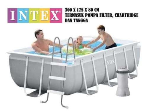 INTEX KOLAM RENANG ANAK KOLAM RENANG KELUARGA PRISM FRAME POOL 3 METER FREE POMPA FILTER+CATRIDGE+TA