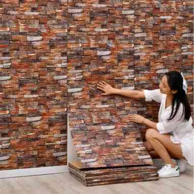 3D Foam PE Batik Diagonal Bunga Putih Gold Silver Merah Biru Abu BTK Wallfoam Gabus Anti Lembab Pere