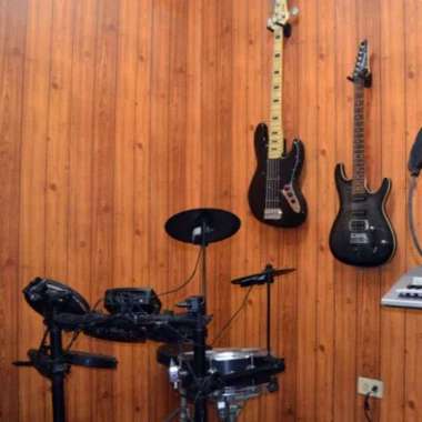 Wallpaper Dinding Stiker Salur Kayu Garis Kayu Stripe Papan Tripleks Biru Putih Coklat GH CY HIGH QU