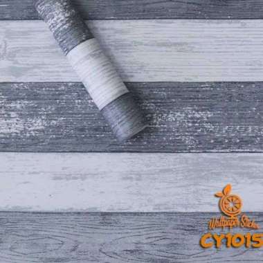 Wallpaper Dinding Stiker Salur Kayu Garis Kayu Stripe Papan Tripleks Biru Putih Coklat GH CY HIGH QU