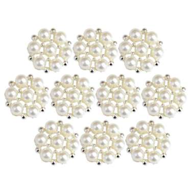 10x Alloy Pearl Flower Button Jewelry Findings for DIY Hair Accessories 18mm 
