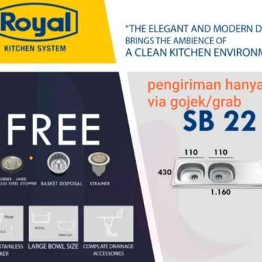 royal kitchen sink sb 22 lubang 2,bak cuci piring royal lubang 2 sb 22