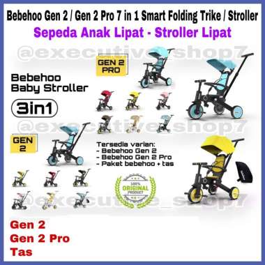 Bebehoo 7 in 1 Smart Folding Trike / Stroller Sepeda Anak Lipat - Stroller Lipat Gen 2 Pink
