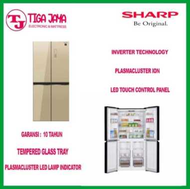 SHARP KULKAS SJIF51PGCG KULKAS SIDE BY SIDE 472 L INVERTER 4 PINTU