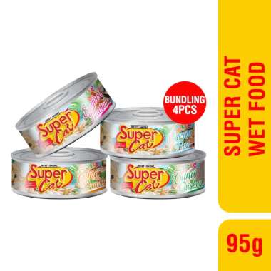 Paket Bundling Supercat Kaleng 95gr 4PCS - Makanan Basah Kucing