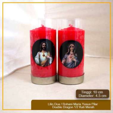 Lilin Misa Ibadah Doa Rohani Yesus Maria Merah Pilar 1 Kati Gambar 2