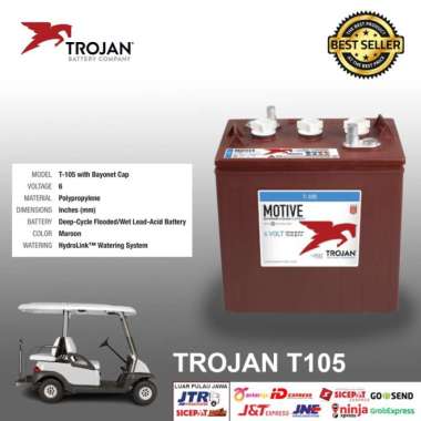Baterai Trojan T-105 Plus 6V 225AH - Baterai Asam Timbal Terendam