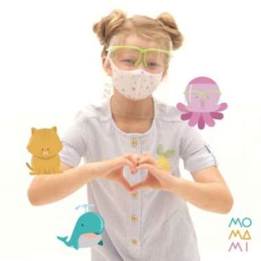Momami Kids Comfi Face Glasses Shield - Kacamata Faceshield Anak (Hijau) - -