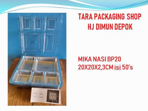 PLASTIK MIKA NASI KOTAK BENING SEKAT 5 uk 20x20 isi 50 pcs