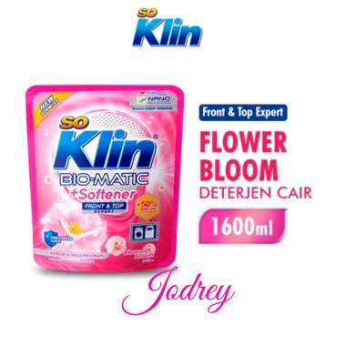Soklin Detergent Cair Biomatic+Soft Top Front Load Flowers Blom 1600ml