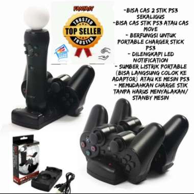 Universal Charger Charging Dock PS3 USB Dual for Controller PlayStation 3 Bisa untuk 2 Stik PS3 Seka