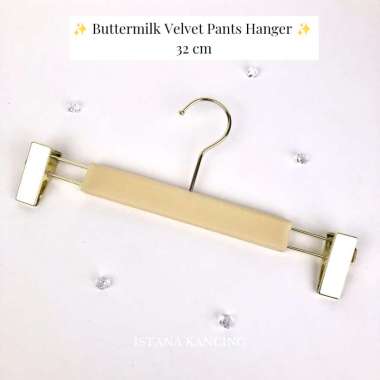 Hanger Jepit Untuk Celana Bahan Velvet 32cm Pants Hanger Buttermilk Velvet