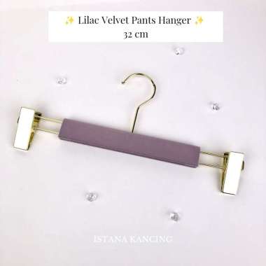Hanger Jepit Untuk Celana Bahan Velvet 32cm Pants Hanger Lilac Velvet