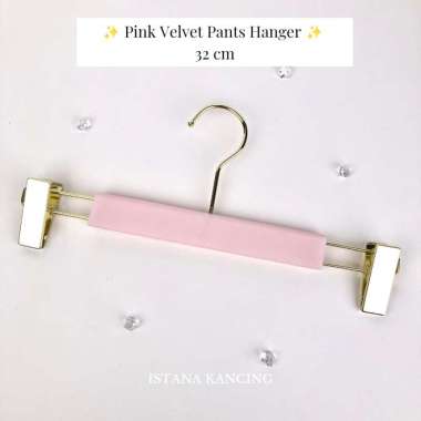 Hanger Jepit Untuk Celana Bahan Velvet 32cm Pants Hanger Pink Velvet