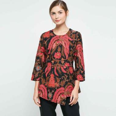 Batik Adikusuma 182312030 Daun Jalar Blouse Batik Wanita - Hitam S --