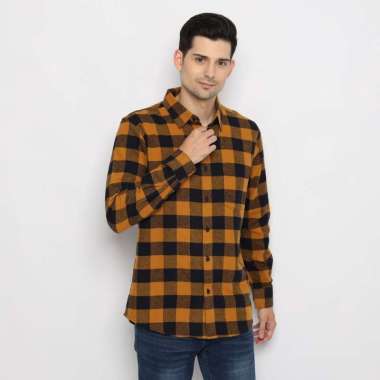 Platini Kemeja Pria Flanel Panjang Kuning 76369 L