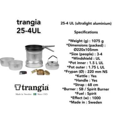 Trangia cooking set 25 -4 UL Ultralight Alumunium set hiking camping