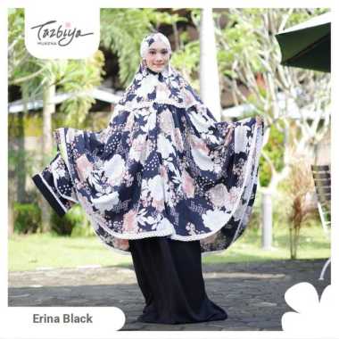 Mukena Tazbiya Erina Series Mukena Rayon Jumbo Premium extra jumbo black
