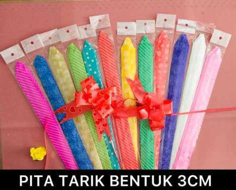 PITA TARIK MOTIF / PITA KADO / PITA SERUT / PITA PARCEL LEBAR 3 CM ISI 10 PCS HIJAU