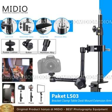 MIDIO LS03 DESK MOUNT LIGHTING PLUS ARTICLATING ARM FOR CAMERA HP